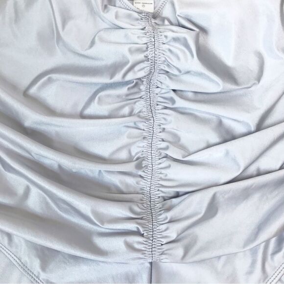 GOOD AMERICAN Silver Satin One Piece‎ Swimsuit Always Ruched Size 7 4X 4XL New - Picture 9 of 13